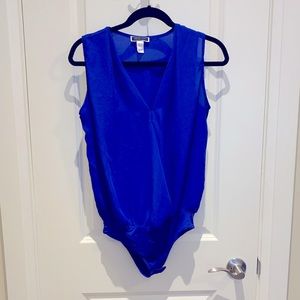 Royal blue bodysuit blouse